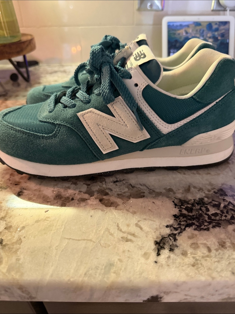 New Balance Teal Suede & Mesh Sneaker